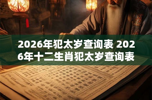 2026年犯太岁查询表 2026年十二生肖犯太岁查询表