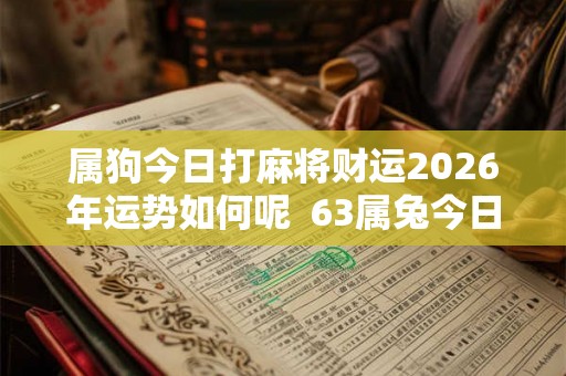 属狗今日打麻将财运2026年运势如何呢  63属兔今日财运