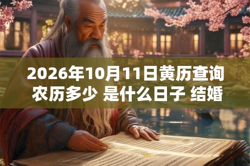 2026年10月11日黄历查询 农历多少 是什么日子 结婚吉时
