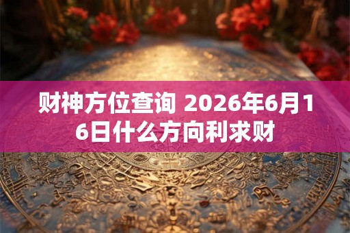 财神方位查询 2026年6月16日什么方向利求财 财神方位查询 2026年6月16日什么方向利求财