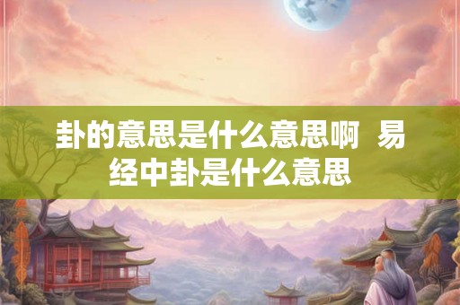 卦的意思是什么意思啊  易经中卦是什么意思