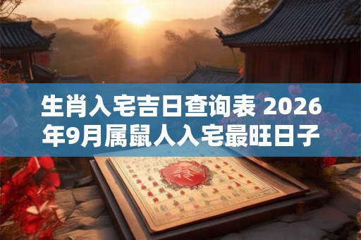 生肖入宅吉日查询表 2026年9月属鼠人入宅最旺日子时辰