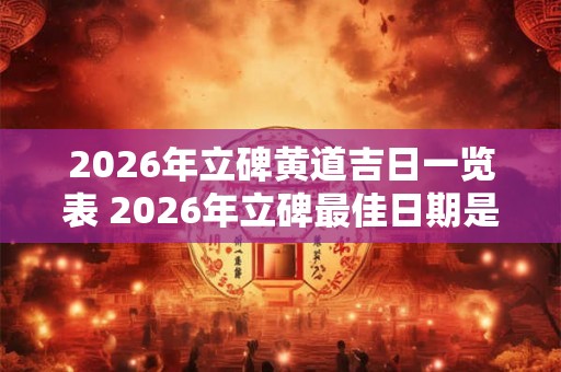 2026年立碑黄道吉日一览表 2026年立碑最佳日期是哪一天详解黄道吉日一览表