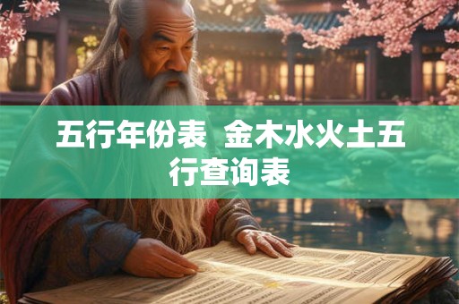 五行年份表  金木水火土五行查询表
