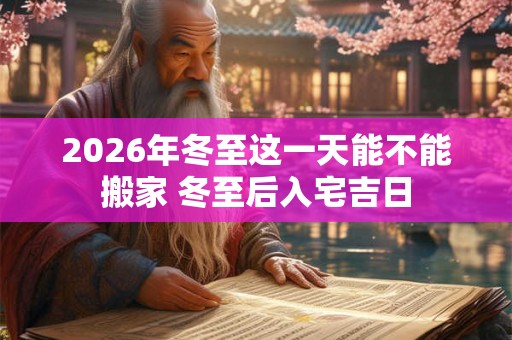 2026年冬至这一天能不能搬家 冬至后入宅吉日