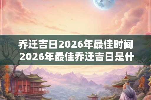 乔迁吉日2026年最佳时间 2026年最佳乔迁吉日是什么时间