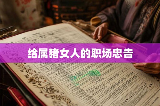 给属猪女人的职场忠告 给属猪女人的职场忠告