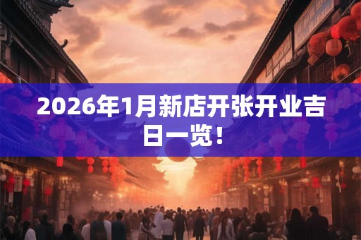 2026年1月新店开张开业吉日一览! 2026年1月新店开张开业吉日一览!