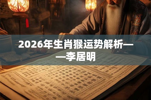 2026年生肖猴运势解析——李居明