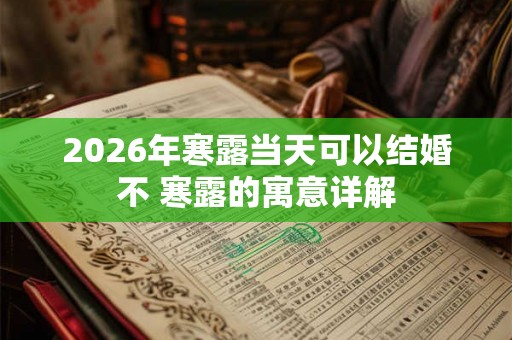 2026年寒露当天可以结婚不 寒露的寓意详解 2026年寒露当天可以结婚不 寒露的寓意详解