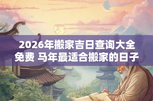 2026年搬家吉日查询大全免费 马年最适合搬家的日子