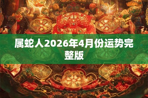 属蛇人2026年4月份运势完整版