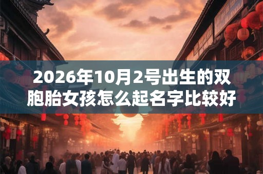 2026年10月2号出生的双胞胎女孩怎么起名字比较好，五行属什么？