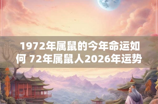 1972年属鼠的今年命运如何 72年属鼠人2026年运势怎么样