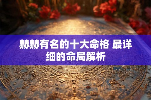 赫赫有名的十大命格 最详细的命局解析