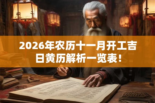 2026年农历十一月开工吉日黄历解析一览表! 2026年农历十一月开工吉日黄历解析一览表!