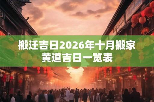 搬迁吉日2026年十月搬家黄道吉日一览表
