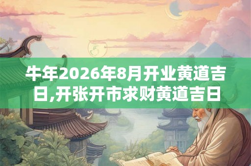 牛年2026年8月开业黄道吉日,开张开市求财黄道吉日