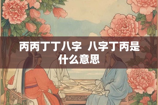 丙丙丁丁八字  八字丁丙是什么意思