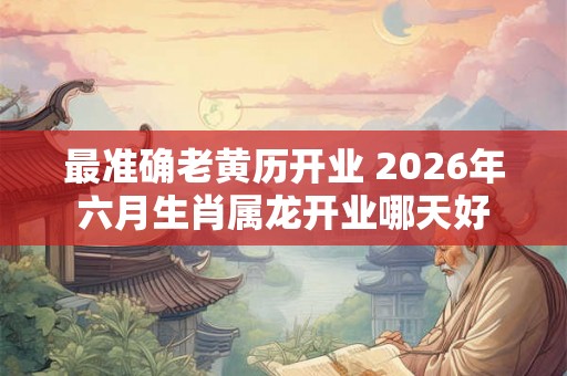 最准确老黄历开业 2026年六月生肖属龙开业哪天好