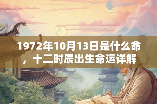 1972年10月13日是什么命，十二时辰出生命运详解