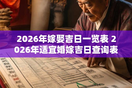 2026年嫁娶吉日一览表 2026年适宜婚嫁吉日查询表 2026年嫁娶吉日一览表 2026年适宜婚嫁吉日查询表