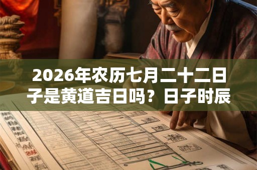 2026年农历七月二十二日子是黄道吉日吗?日子时辰宜忌如何? 2026年农历七月二十二日子是黄道吉日吗?日子时辰宜忌如何?