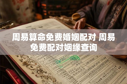 周易算命免费婚姻配对 周易免费配对姻缘查询 周易算命免费婚姻配对 周易免费配对姻缘查询