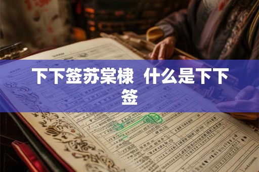 下下签苏棠棣  什么是下下签
