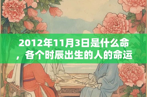 2012年11月3日是什么命,各个时辰出生的人的命运 2012年11月3日是什么命,各个时辰出生的人的命运