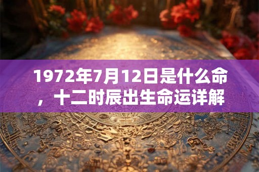 1972年7月12日是什么命，十二时辰出生命运详解