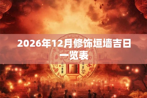 2026年12月修饰垣墙吉日一览表 2026年12月修饰垣墙吉日一览表