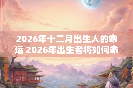 2026年十二月出生人的命运 2026年出生者将如何命运