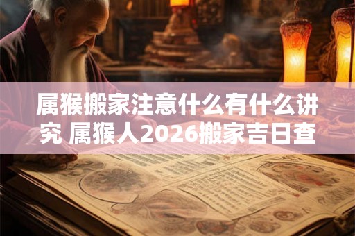 属猴搬家注意什么有什么讲究 属猴人2026搬家吉日查询