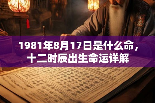 1981年8月17日是什么命，十二时辰出生命运详解