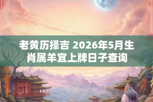 老黄历择吉 2026年5月生肖属羊宜上牌日子查询