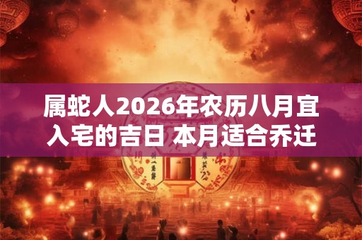 属蛇人2026年农历八月宜入宅的吉日 本月适合乔迁的好日子