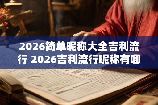2026简单昵称大全吉利流行 2026吉利流行昵称有哪些