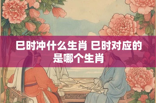 巳时冲什么生肖 巳时对应的是哪个生肖
