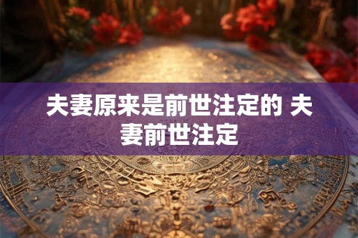 夫妻原来是前世注定的 夫妻前世注定