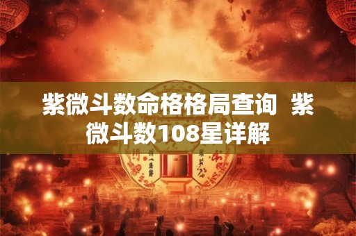 紫微斗数命格格局查询  紫微斗数108星详解