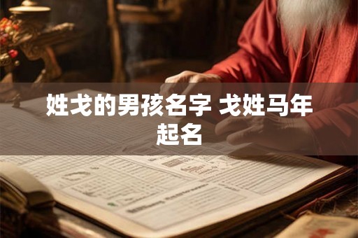 姓戈的男孩名字 戈姓马年起名