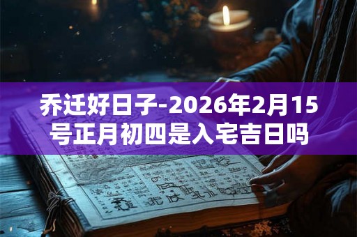 乔迁好日子-2026年2月15号正月初四是入宅吉日吗