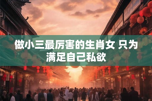 做小三最厉害的生肖女 只为满足自己私欲