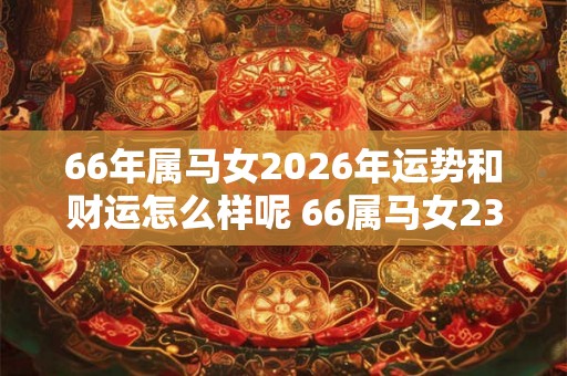 66年属马女2026年运势和财运怎么样呢 66属马女23年运财如何 66年属马女2026年运势和财运怎么样呢 66属马女23年运财如何