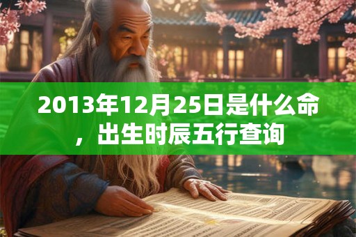 2013年12月25日是什么命，出生时辰五行查询