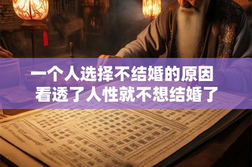一个人选择不结婚的原因  看透了人性就不想结婚了