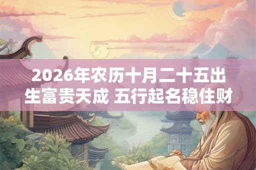2026年农历十月二十五出生富贵天成 五行起名稳住财运
