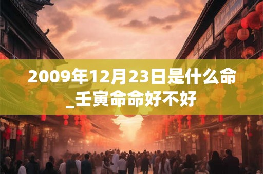 2009年12月23日是什么命_壬寅命命好不好 2009年12月23日是什么命_壬寅命命好不好