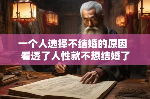 一个人选择不结婚的原因  看透了人性就不想结婚了